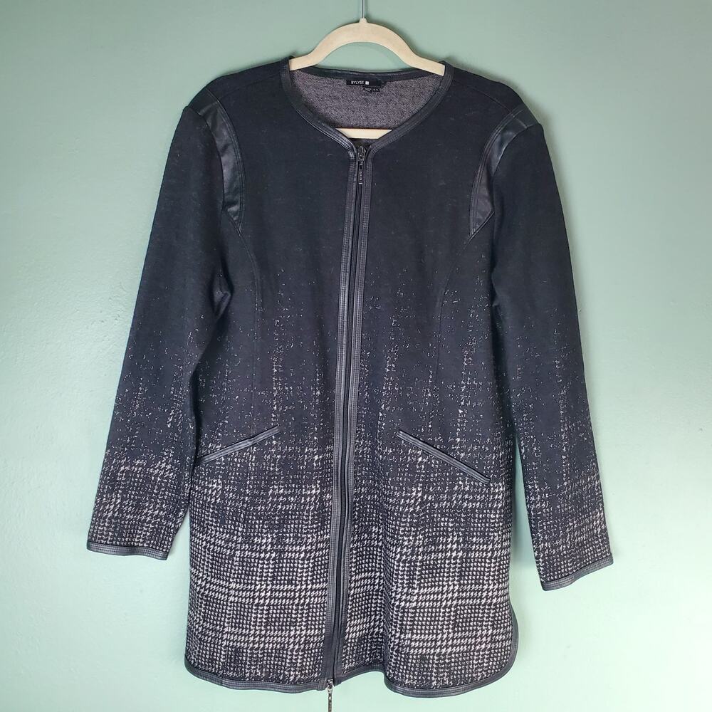 Bylyse Womens Black Wool Blend Full Zip Jacket Size Large